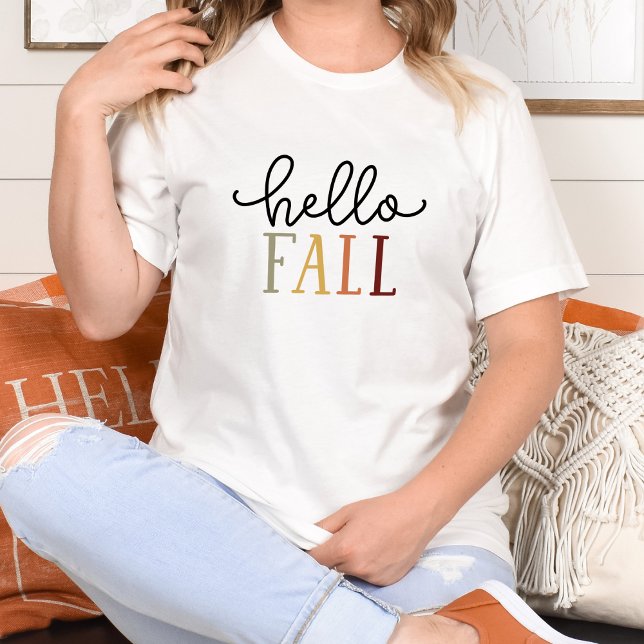 Hello Fall Cute Colorful Autumn Tshirt Women (Creator Uploaded)