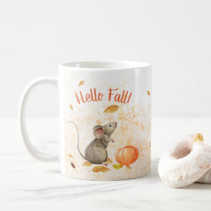 Hello Fall Cute Mouse Coffee Mug