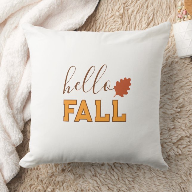 hello fall cute vibrant colorful  throw pillow (Blanket)