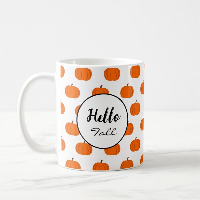 Hello Fall-Elegant Festive Cozy Autumn Coffee Mug (Left)