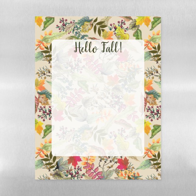 Hello Fall! | Fall Leaves Magnetic Dry Erase Sheet (Vertical)
