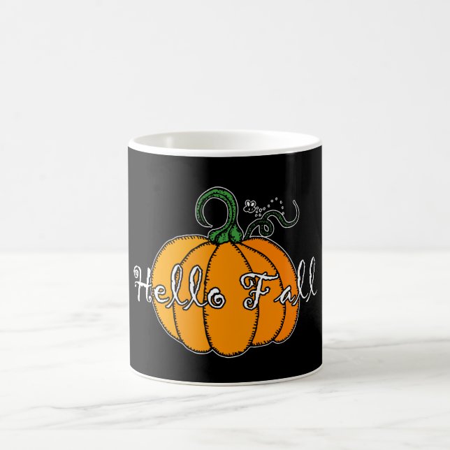Hello Fall  Fall Pumpkin Hellow Pumpkin Coffee Mug (Center)