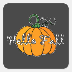 Hello Fall Fall Pumpkin Hellow Pumpkin Square Sticker