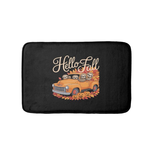 Hello Fall Funny Sloth Halloween pumkin Classic T- Bath Mat (Front)