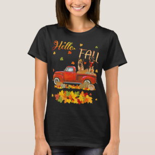 Hello Fall German Shepherd Leaf Autumn Red Truck D T-Shirt