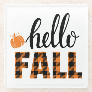 Hello Fall Glass Coaster