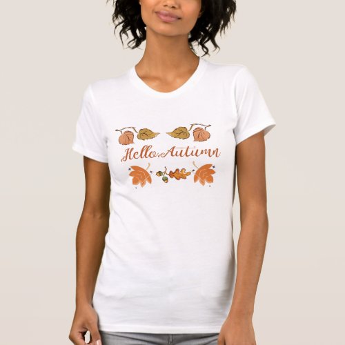 Hello Fall Glitter Pumpkin _ Autumn Quotes T_Shirt