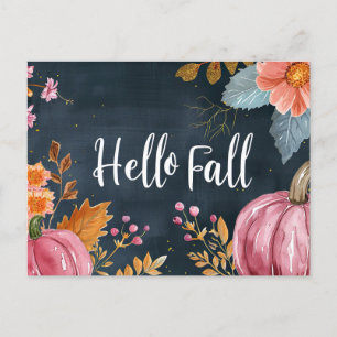 Hello Fall greeting card with flowers 