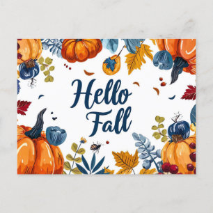 Hello Fall greeting card with flowers 