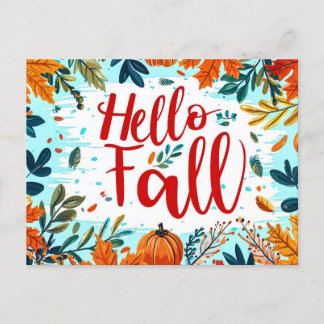 Hello Fall greeting card with flowers 
