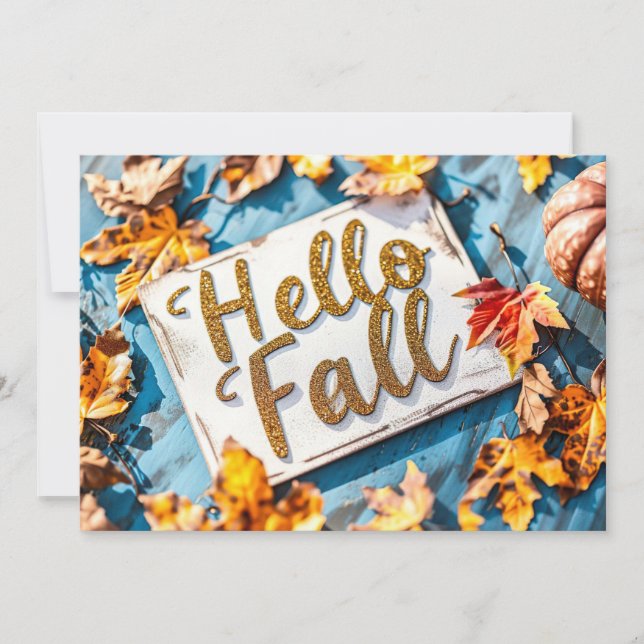 Hello Fall greeting card with flowers  (Front)