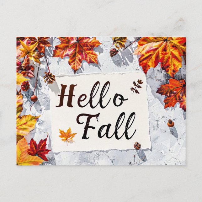 Hello Fall greeting card with flowers  (Front)
