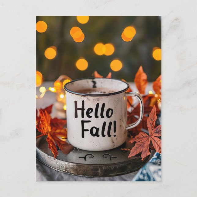 Hello Fall greeting card with mug (Front)