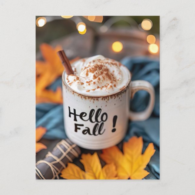 Hello Fall greeting card with mug (Front)