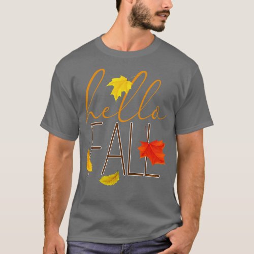Hello Fall Hand Lettered Typography T_Shirt