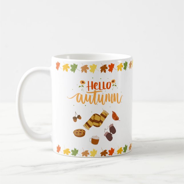 Hello fall, hello autumn coffee mug (Left)