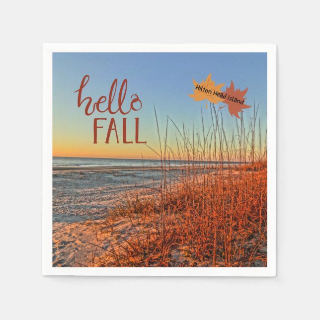 Hello Fall Hilton Head Island Beach South Carolina Napkins (Front)