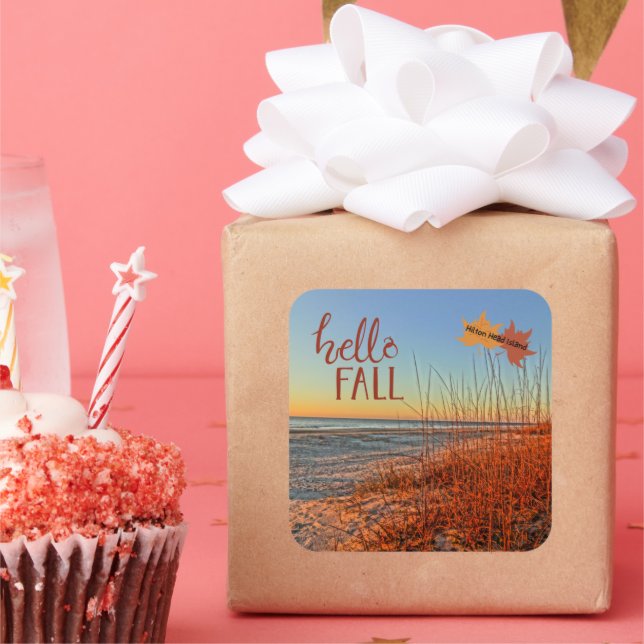 Hello Fall Hilton Head Island Beach South Carolina Square Sticker (Party)