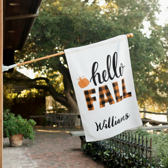 Hello Fall House Flag (In SItu)