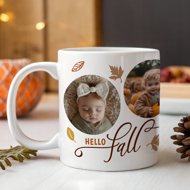 Hello Fall Leaves 5 Photo Collage Giant Coffee Mug (Creator Uploaded)