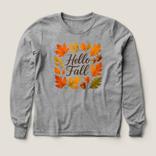 Hello Fall leaves and acorns Tri-Blend Shirts