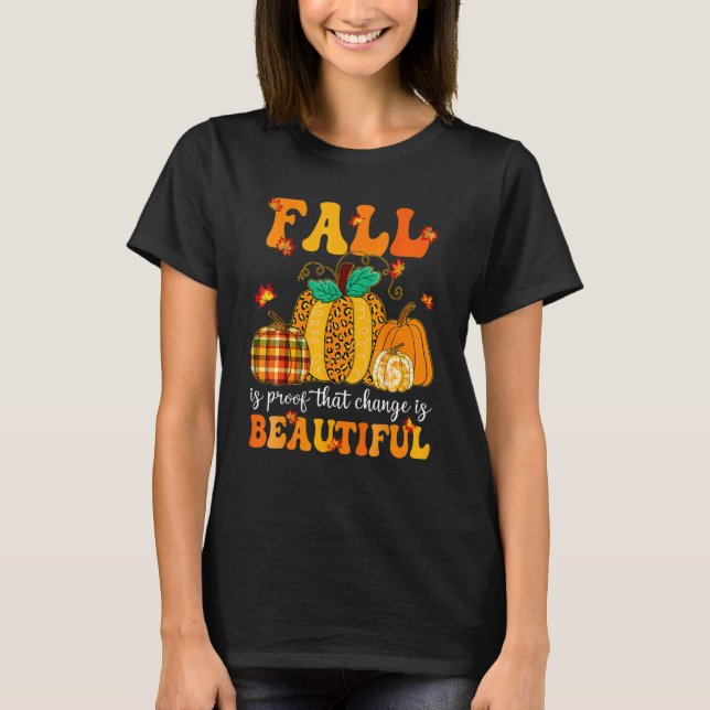 Hello Fall Leopard Pumpkin Spice Fall Vibes Autumn T-Shirt (Front)