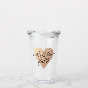 Hello Fall Love Heart Acrylic Tumbler