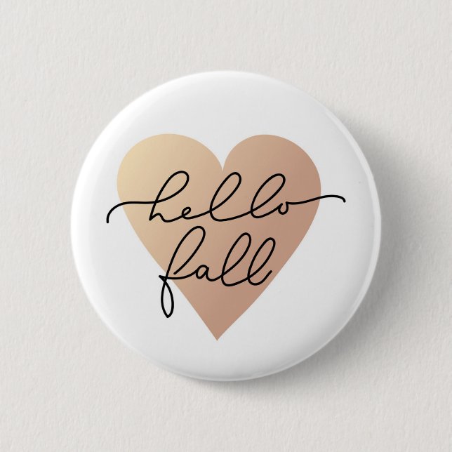 Hello Fall Love Heart Button (Front)