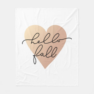 Hello Fall Love Heart Fleece Blanket
