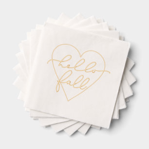 Hello Fall Love Heart Foil Napkins