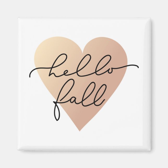 Hello Fall Love Heart Magnet (Front)