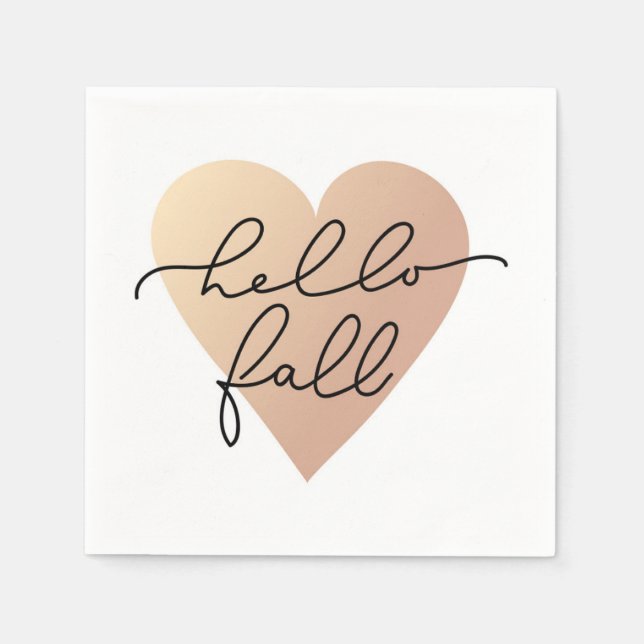 Hello Fall Love Heart Napkins (Front)