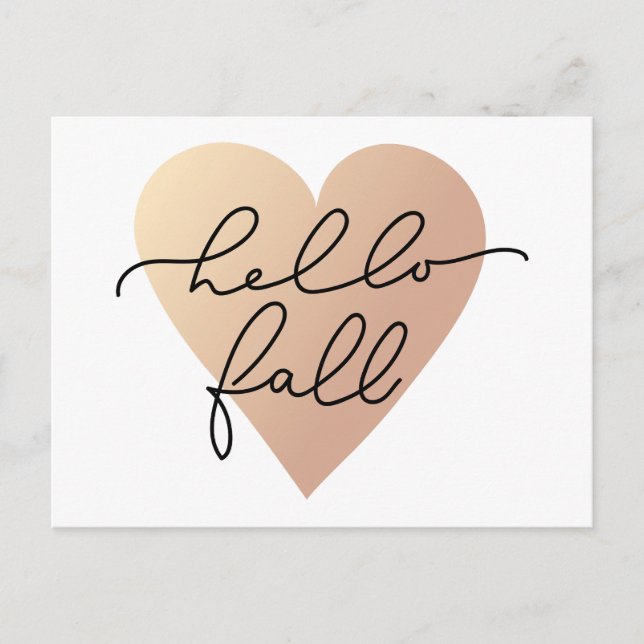 Hello Fall Love Heart Postcard (Front)