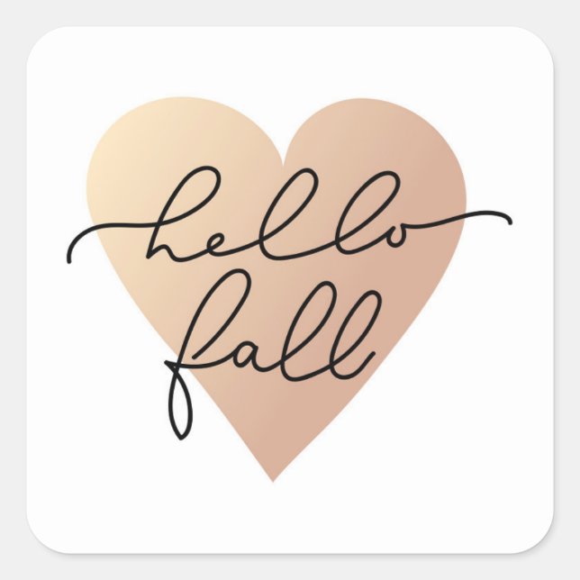 Hello Fall Love Heart Square Sticker (Front)