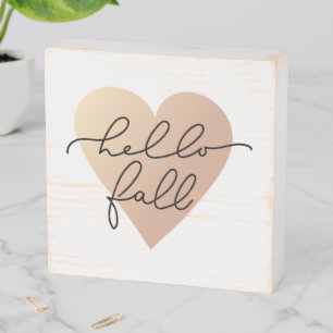 Hello Fall Love Heart Wooden Box Sign