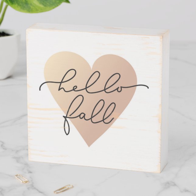 Hello Fall Love Heart Wooden Box Sign (In Situ Horizontal)