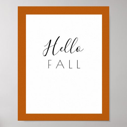 Hello Fall Minimal Autumn Typography  Poster