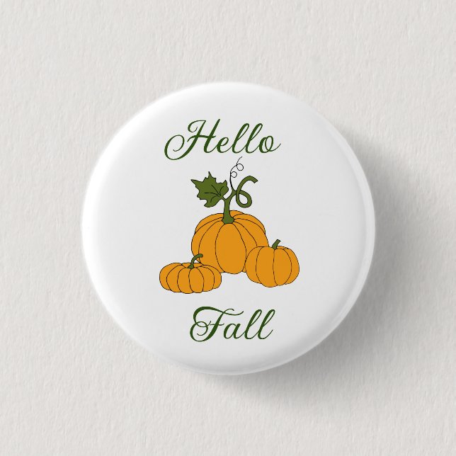 Hello Fall Minimalist Cute   Button (Front)