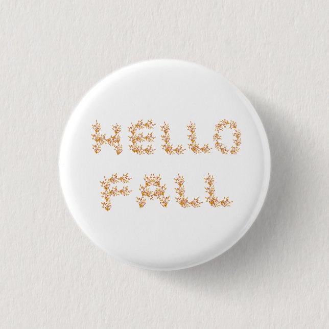 Hello Fall Minimalist Cute   Button (Front)