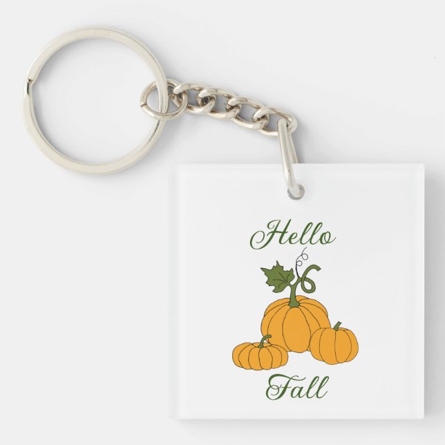 Hello Fall Minimalist Cute   Keychain (Front)