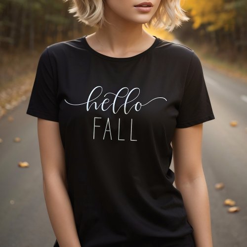 Hello Fall Minimalist Modern Autumn Season T_Shirt