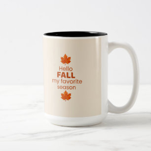 Hello Fall My Favorite Season Design Two-Tone Coffee Mug
