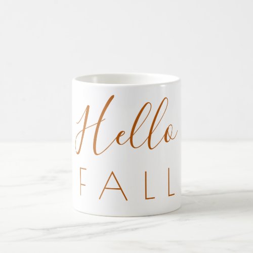 Hello Fall Orange Minimalist Typography Autumn  Coffee Mug