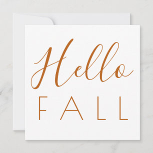 Hello Fall Orange Minimalist Typography Autumn Note Card