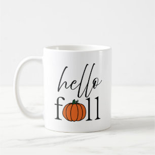 hello fall Orange Pumpkin Coffee Mug