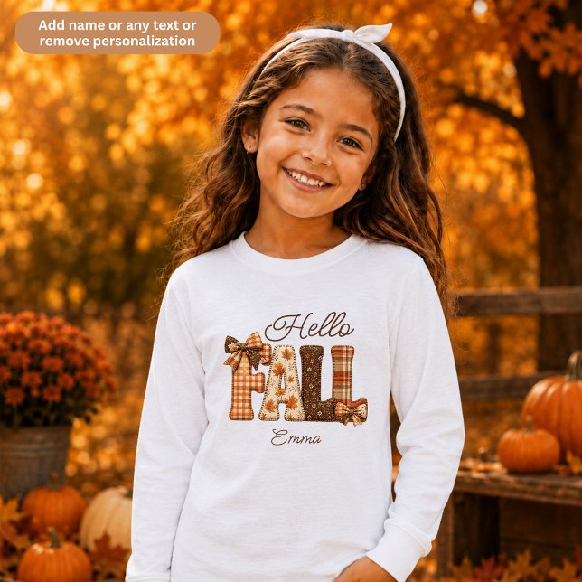 Hello Fall Patchwork Style Letters Kids Tri-Blend Shirts (Creator Uploaded)