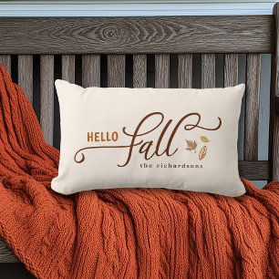 Hello Fall Personalized Lumbar Pillow