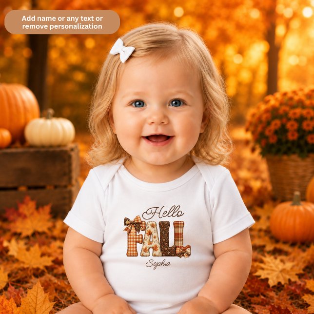 Hello Fall Personalized Patchwork Style Letters Baby Bodysuit (Creator Uploaded)