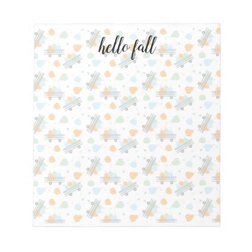 Hello Fall Pumpkin Autumn Wagon Gardening Notepad