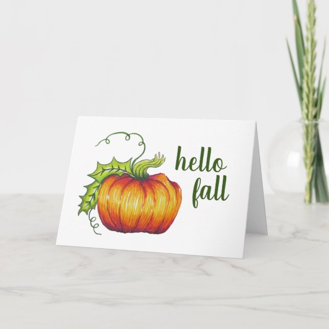 "Hello Fall" Pumpkin greeting card (Front)
